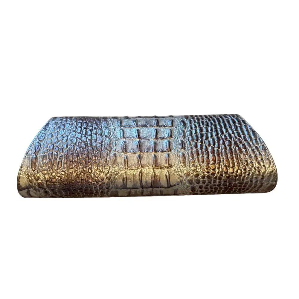 Vintage Jalda Metallic Croc Embossed Clutch Purse Magnetic Closure EUC